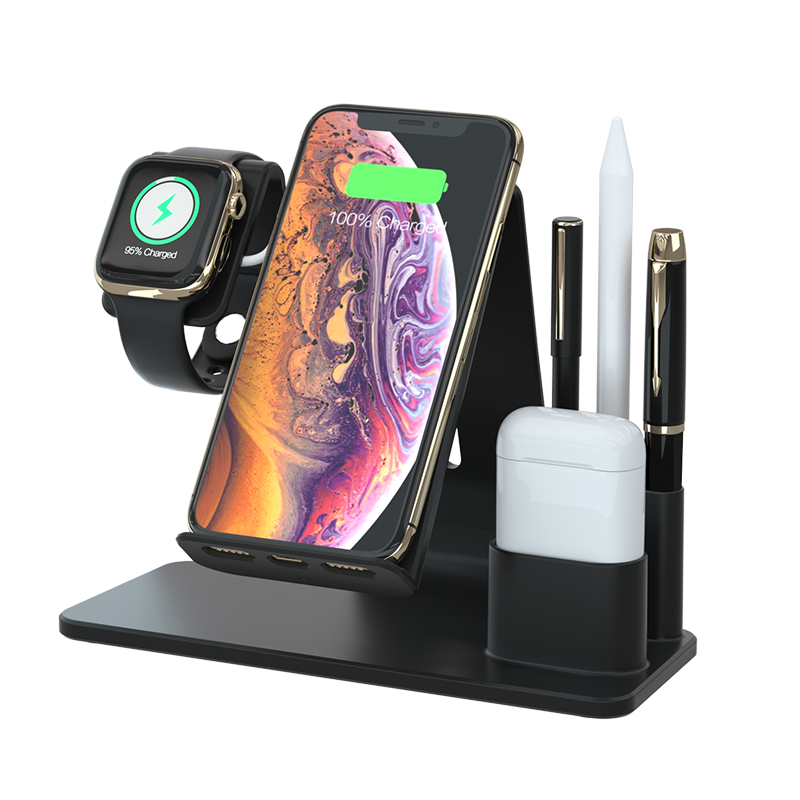 Portable 3 In 1 Qi 10W Wireless Charger Stand for iWatch 5 4 3 For AirPods 2/Pro For iPhone 11 XS XR X 8