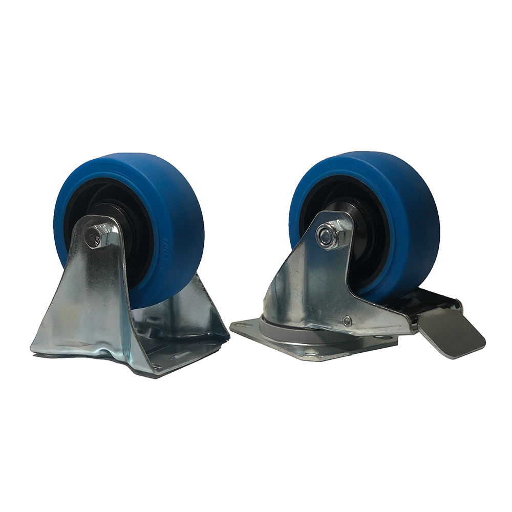 4 inch Industrial Wheel caster blue Rubber Swivel caster for flight case