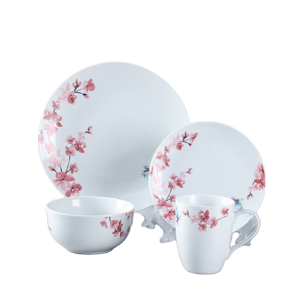 Flower pattern competitive price round porcelain dinner set