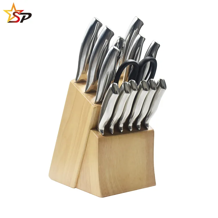 Knife Set With Wood Block 14PCS HOLLOW HANDLE STAINLESS STEEL KITCHEN KNIFE SET WITH WOODEN BLOCK KNIFE SET