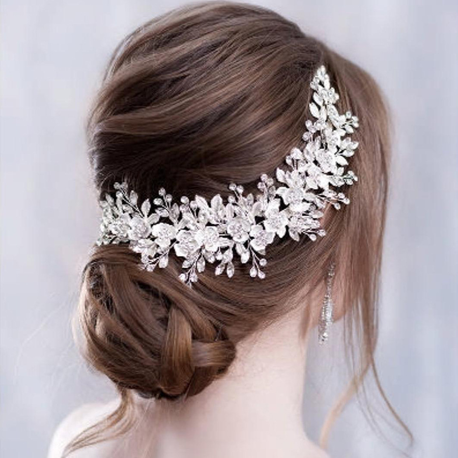Bridal Flower Headband Wedding Hair Accessories Bride Handmade Hair Ornaments Female Crystal Headdress