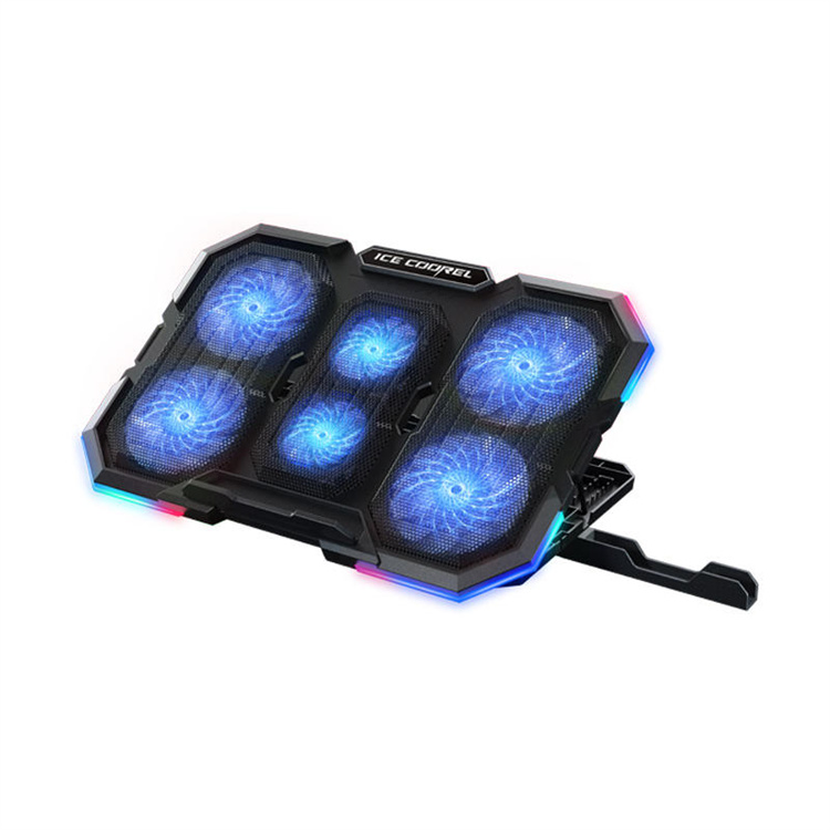 Охлаждающая подставка RGB для ноутбука с 6 охлаждающими вентиляторами, охлаждающая подставка для ноутбука, охлаждающая подставка для игрового ноутбука с ЖК-экраном и подставкой для телефона