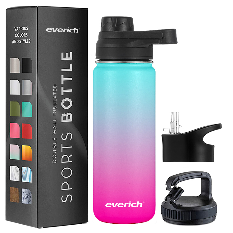 Two Tone Color OEM 32oz 40oz Double Wall Vacuum Insulated Sports Stainless Steel Custom Water bottle w/ Straw Lid /Flip Top Lid