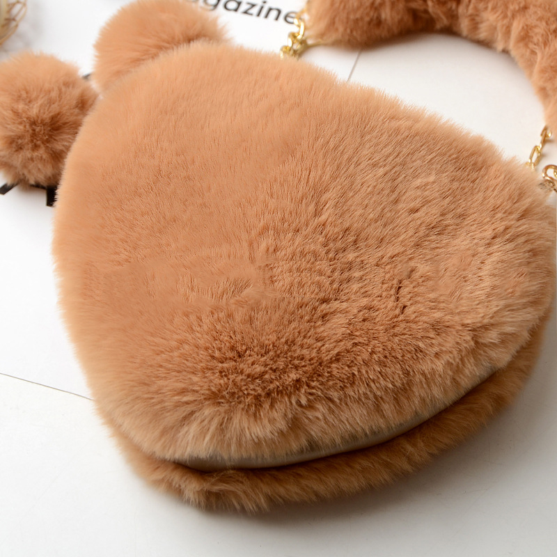 Fashion lovely Plush heart-shaped bag female Plush love handbag chain peach heart bag autumn and winter