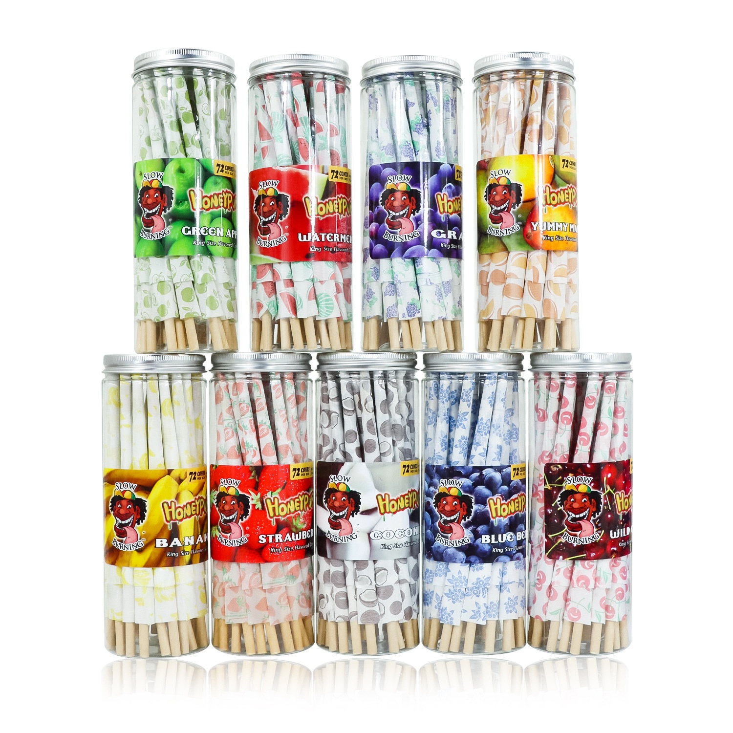 New HONEYPUFF Cigarette Plate Paper Fruit Flavor 72 Pack Canned Smoking Accessories