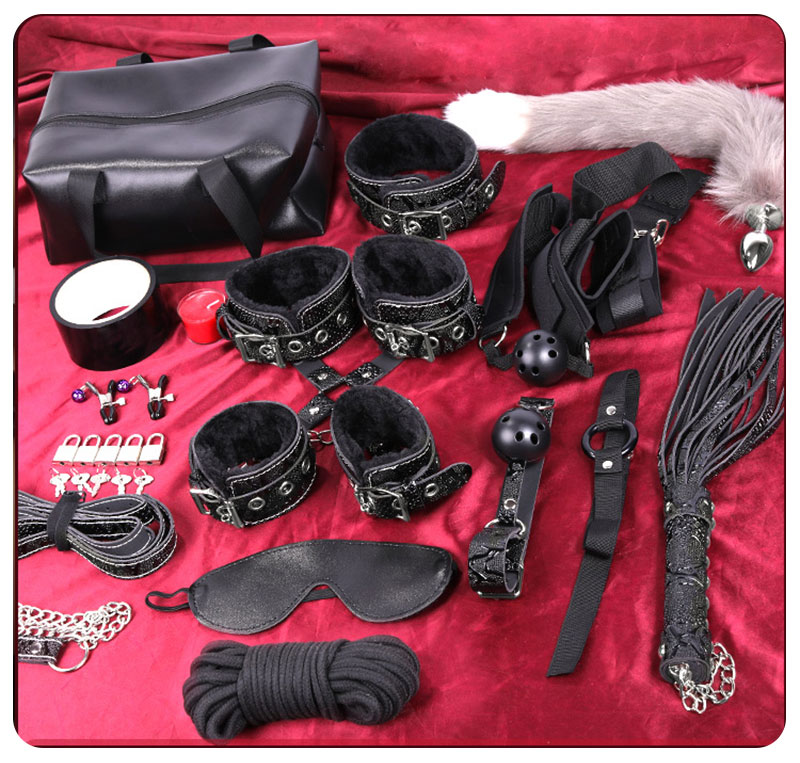 18 шт./компл. набор ремешков из натуральной кожи для связывания, SM Slave Game наручники с цепочкой для БДСМ Элитные секс-игрушки