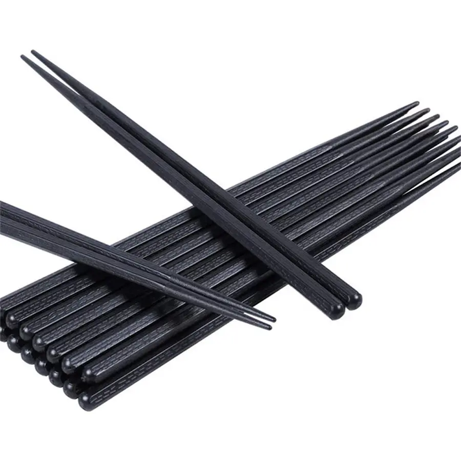 Black Non Slip Alloy Reusable Dishwasher Safe Japanese Sushi Sticks Fiberglass Chopsticks