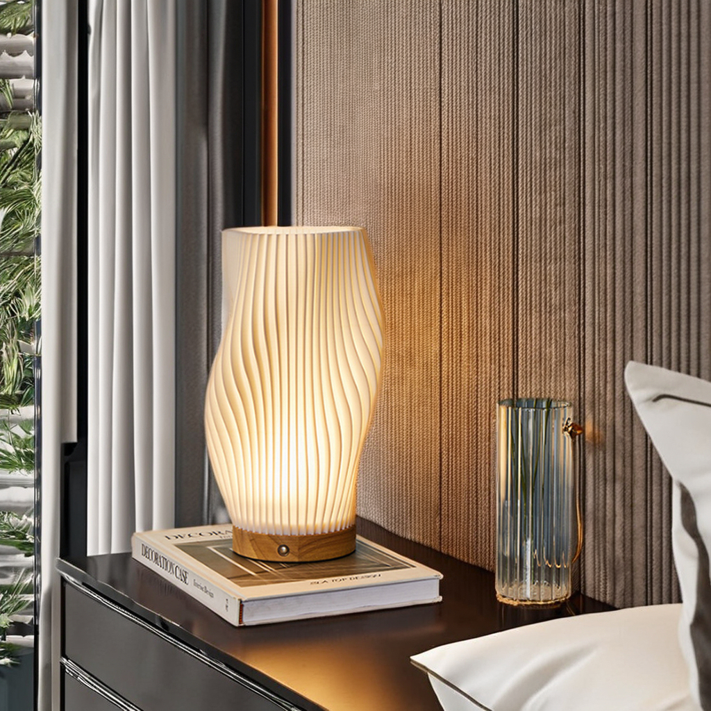 Solid Wood Rechargeable Lamp LED Eye protection Three Color Stepless Touch Dimming Living Room Bedroom Study Hotel Lamp