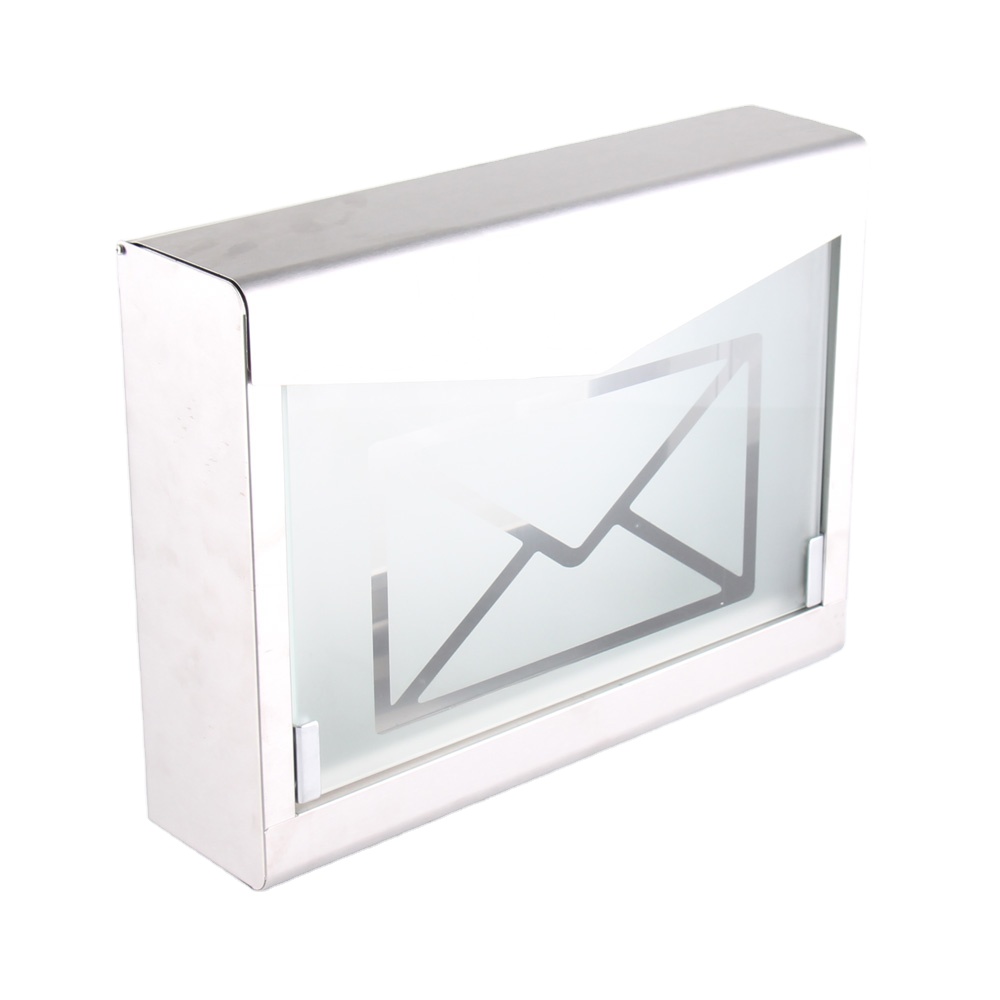 High Quality Wall Mounted Lockable Mailbox Stainless Steel Letter Box with Glass Door