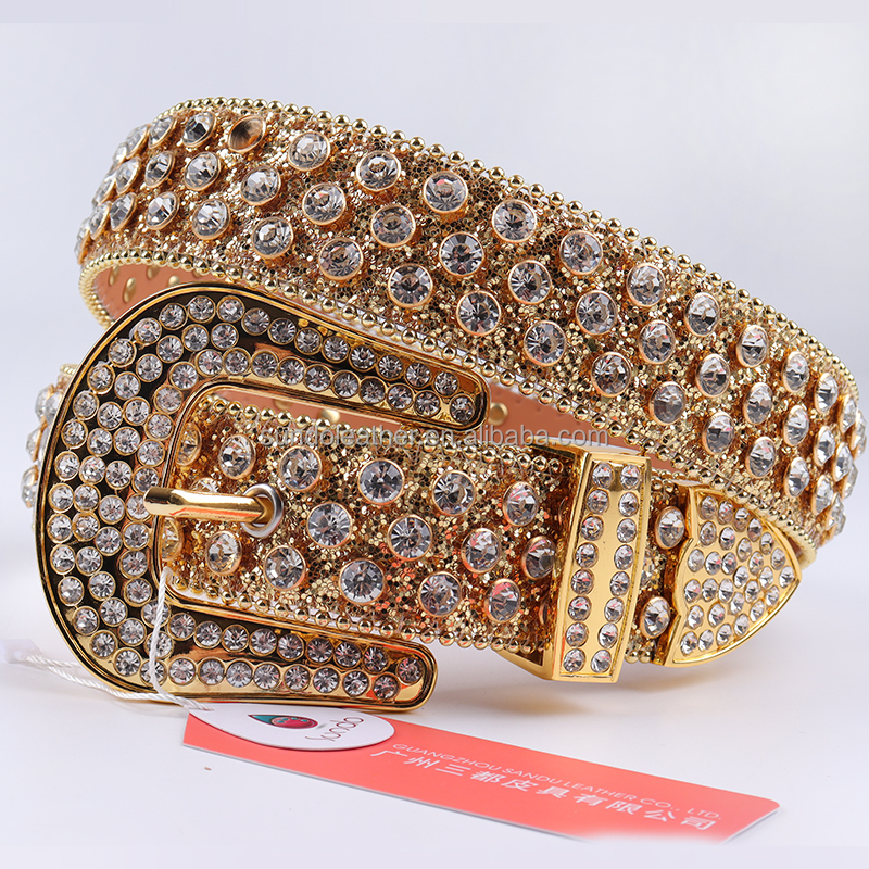 The hot sell gold ladies belt Western Girls Bling Crystal Rhinestone sparkly diamond party belt