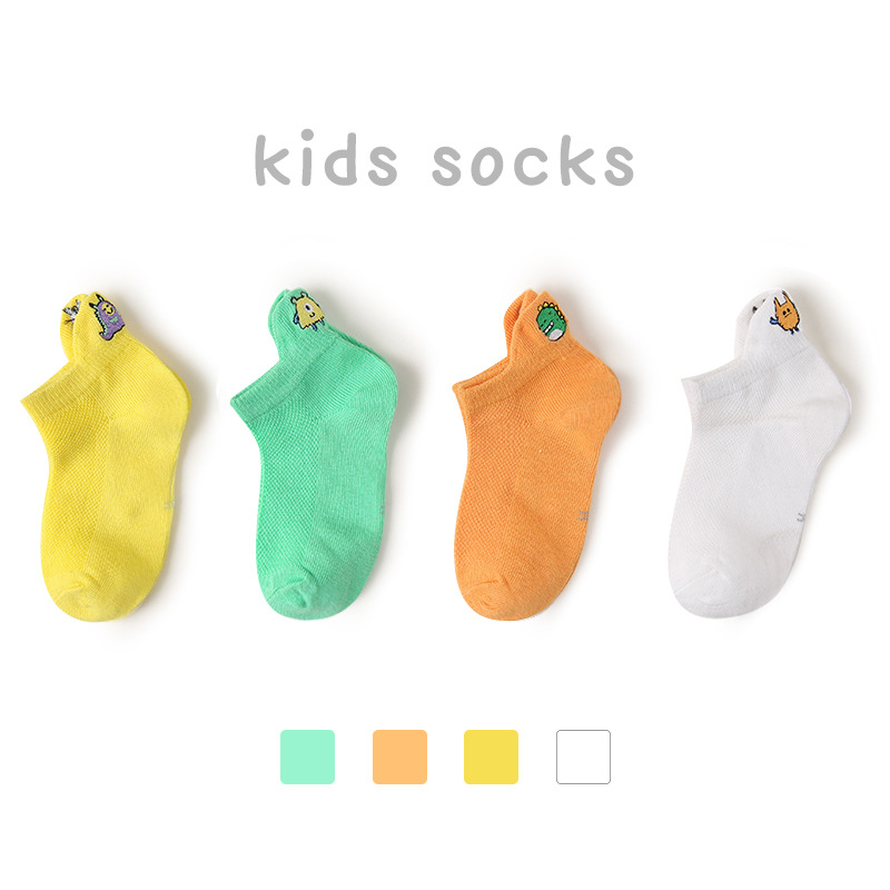 2021Hot Sale Solid Kids Socks Cute Animal Embroidery Thin Comfortable Breathable Baby Sock