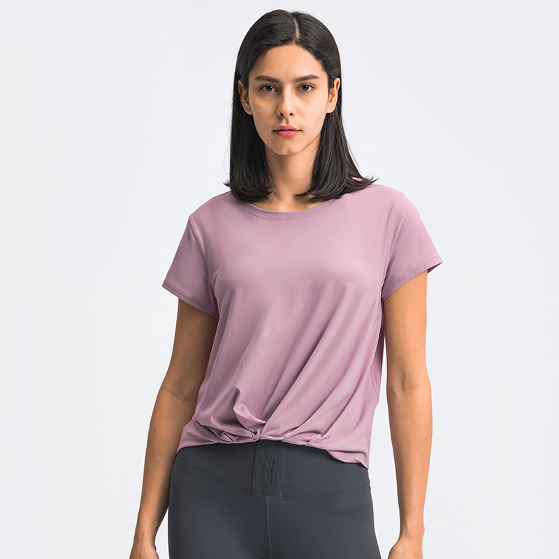 Sports Gym Fitness Yoga T-shirt Tops Breathable Training Running Women Customized Logo Woven Printed Knitted Custom OEM ODM