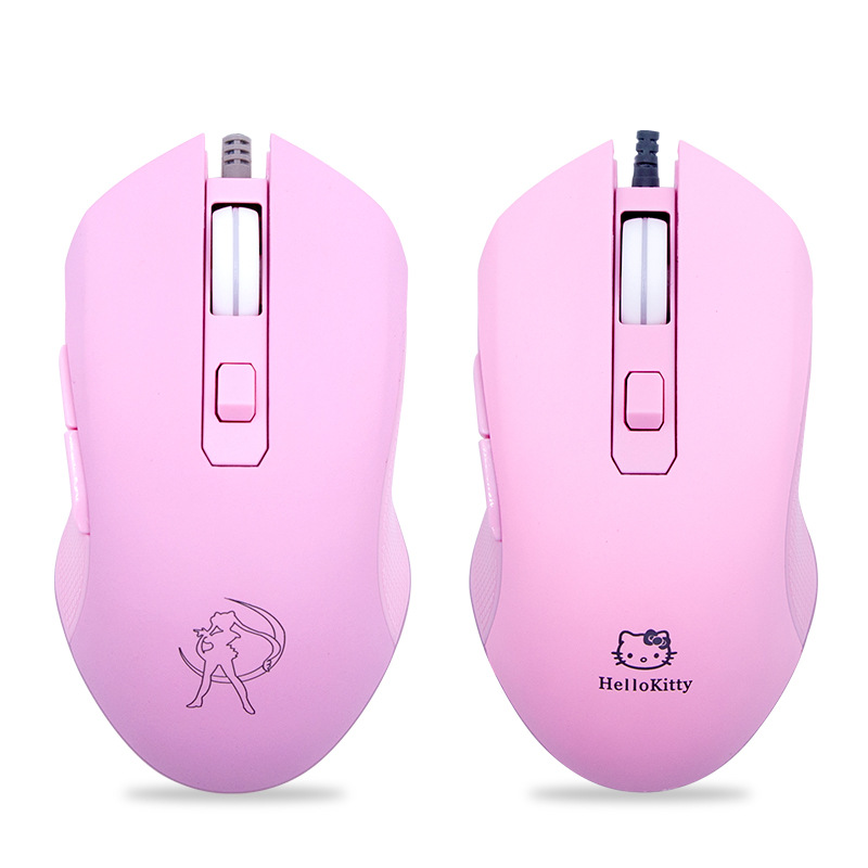 Розовая Sailor Moon Hello Kitty, для девочек, с милым проводом, беспроводная, два стиля, игровая мышь, настольный ноутбук, универсальная беспроводная мышь