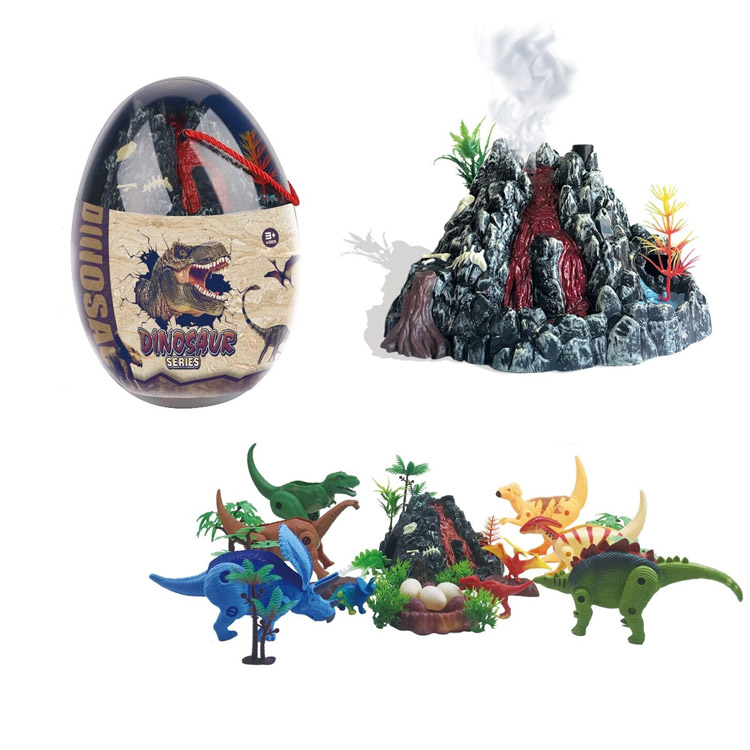 diy transform dino toy set music and light spraying volcano dinosaur for kid