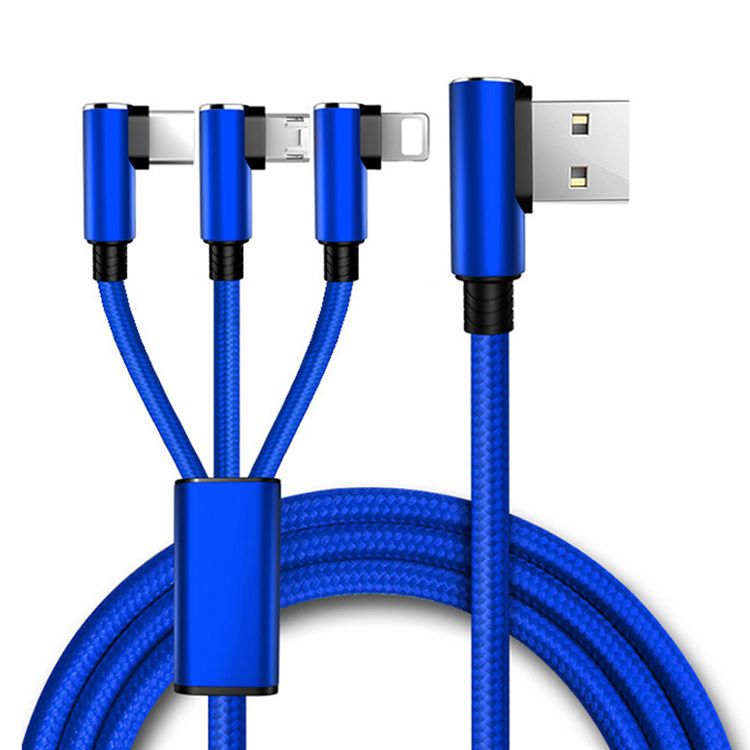 High quality, low price, customized and durable 90 degree 3 in 1 USB micro type C fast charging mobile phone cable