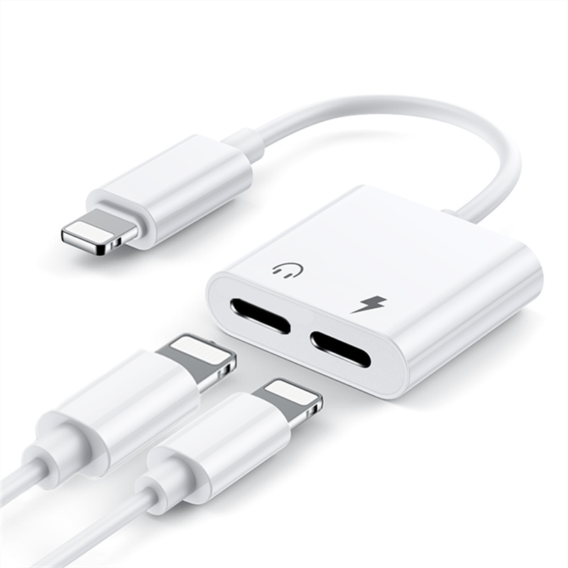Compatible with IPhone Dual Adapter 2 in 1 Audio Adapter Charger Cable Dual lightning headphone jack adapter with audio & charge