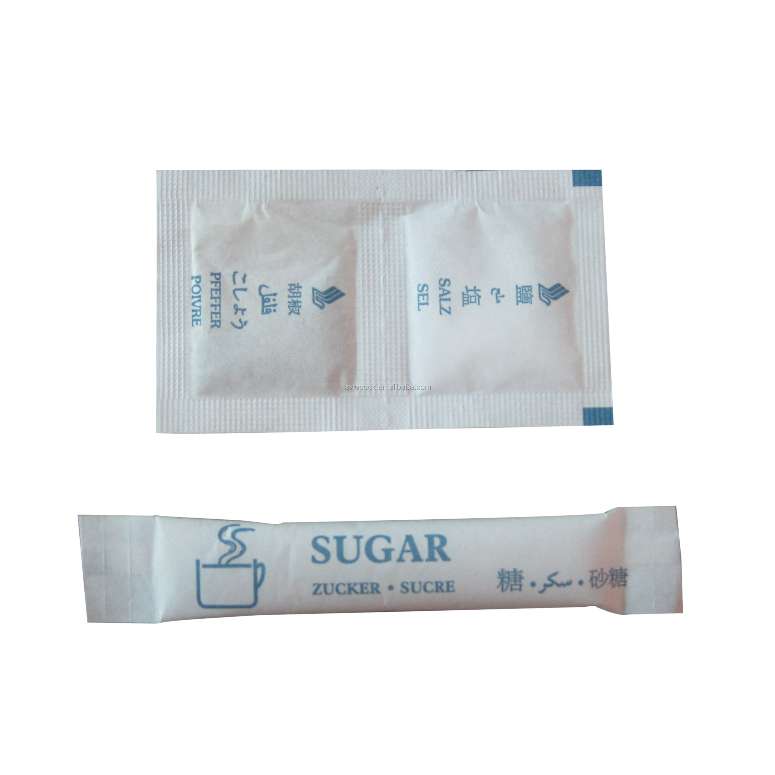 Customized airline condiment packet salt and pepper twin packet sugar packet