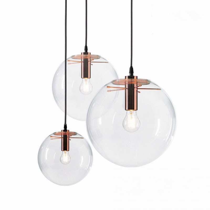 Nordic glass restaurant chandelier  simple creative personality transparent spherical living room chandelier
