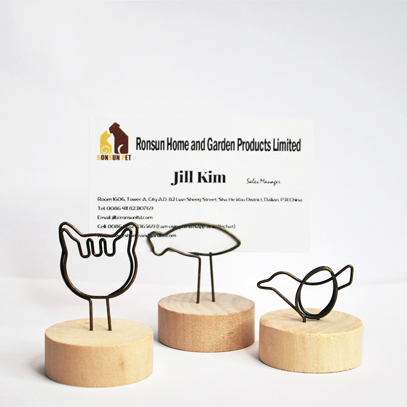 Wholesale wood metal message desktop photo holder table number place business name card clip wire memo holder