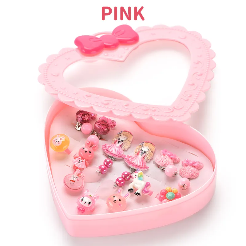 Little Girls Princess Jewelry Rings Dress up Rings Girls Princess Play Jewelry Toy Adjustable Rings Crystal with Heart Shaped