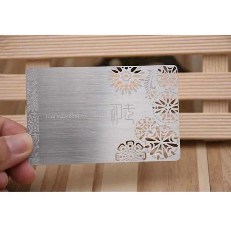 Free Design Customized Cutout Pattern Membership Cards Etched Business Metal Card