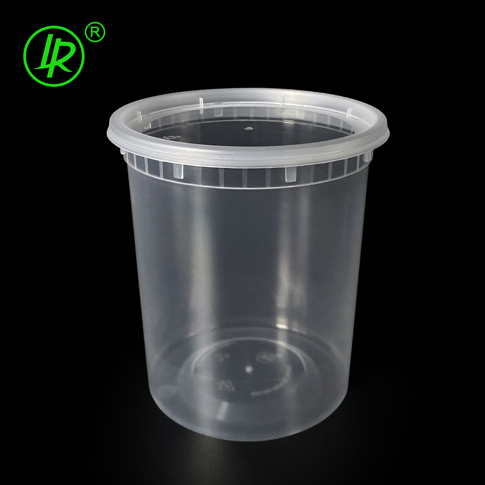 LR 32OZ 950ML Disposable Clear Sauce Cups Round Food Grade Plastic Pp Deli Soup Containers With Lid