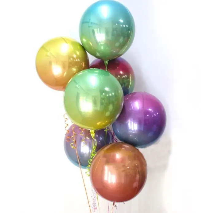 Фольгированные воздушные шары 24 дюйма, металлический шарик градиентного цвета, алюминиевая пленка, цветной шар 4D, красный Радужный мяч с морщинами для украшения вечеринки
