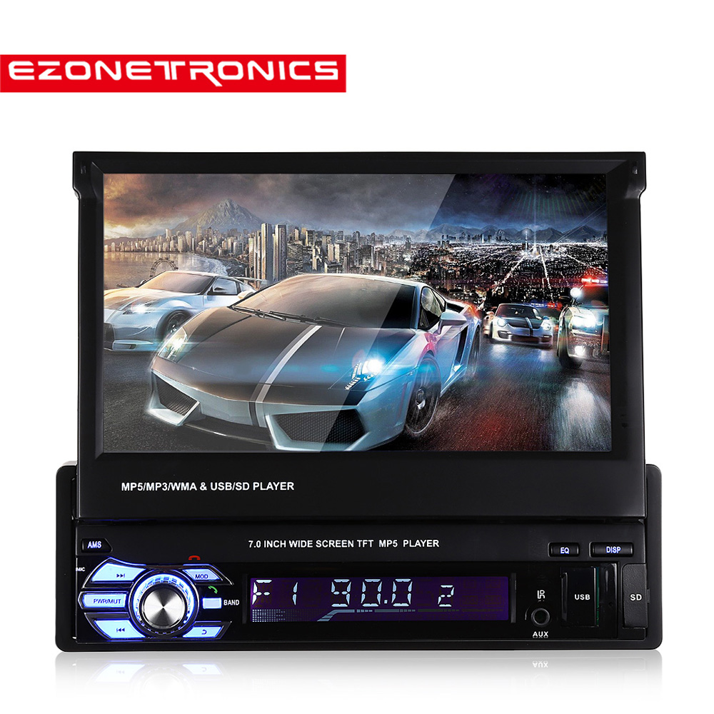 Ezonetronics 7 дюймов скольжения вниз 1DIN автомобильный стерео FM только Bluetooth MP3 MP4 плеер с поддержкой USB, SD карт памяти