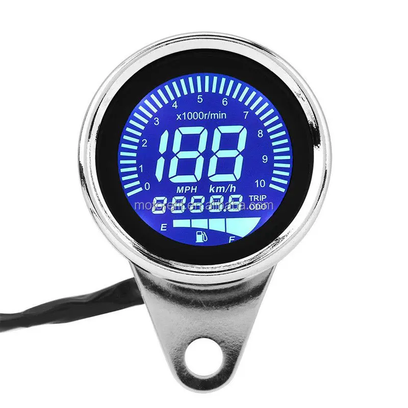 RTS Digital Motorcycle LCD Screen Speedometer Odometer 7 Color Backlight for 1-4 Cylinders Motorcycle Speedometer