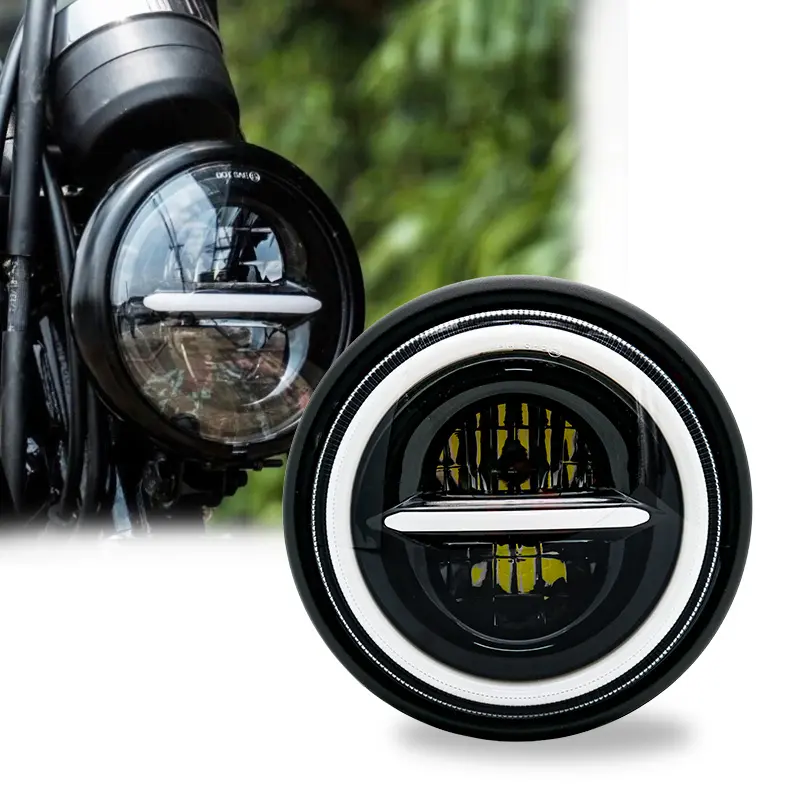 7.5 inch Universal Cafe Racer Round Motorcycle LED Head lamp Headlamps Distance Light Refit 7.5" Motorcycle Headlight Cafe Racer