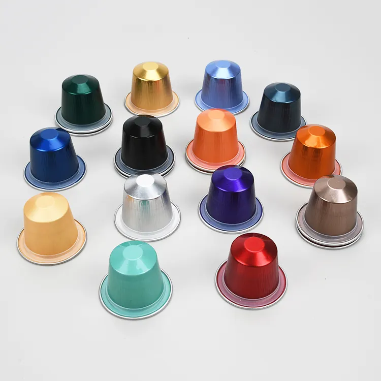 Colored Disposable 15ml Nespresso Aluminum Foil Empty Coffee Capsules With With Cover Lids