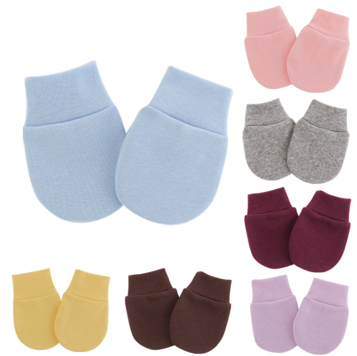 Wholesale Newborn Baby Cotton Plain Soft Anti-scratch Mittens Gloves
