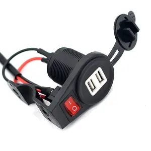 Мотоцикл 12-24 В прикуриватель двойной USB зарядное устройство руль с переключателем светодиодный для мобильного телефона планшет аксессуары для мотоциклов