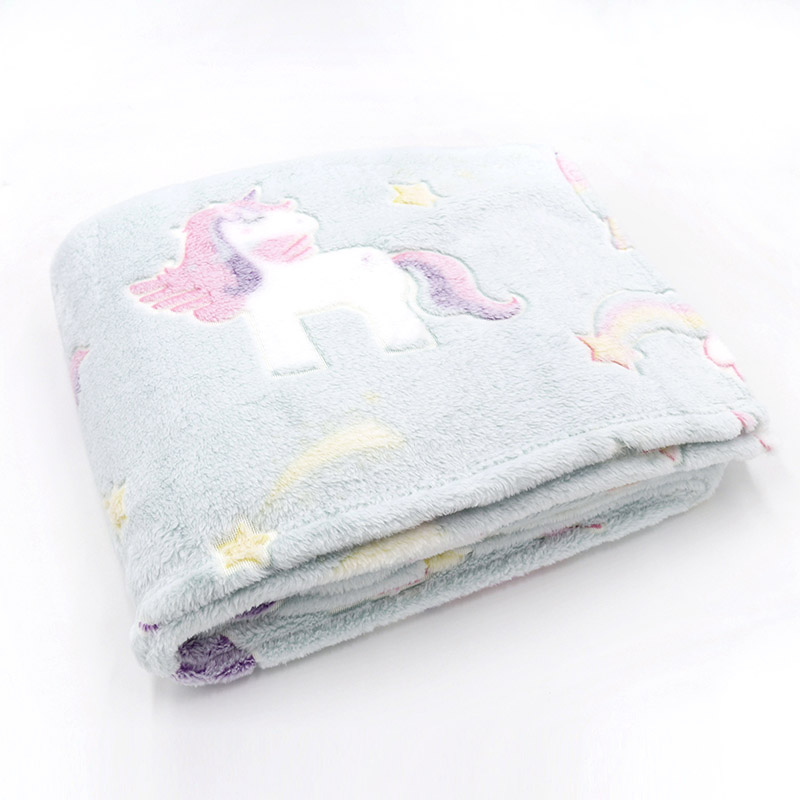 Super Soft Flannel Coral Fleece Sofa Bed Plush Throw Blanket Pink Glow In The Dark