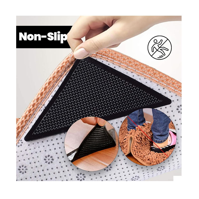 Customized Corner Pads Carpet Stickers Rug Carpet Mat Grippers Anti Skid Reusable Silicone Grip Anti Slip Triangle Gripper