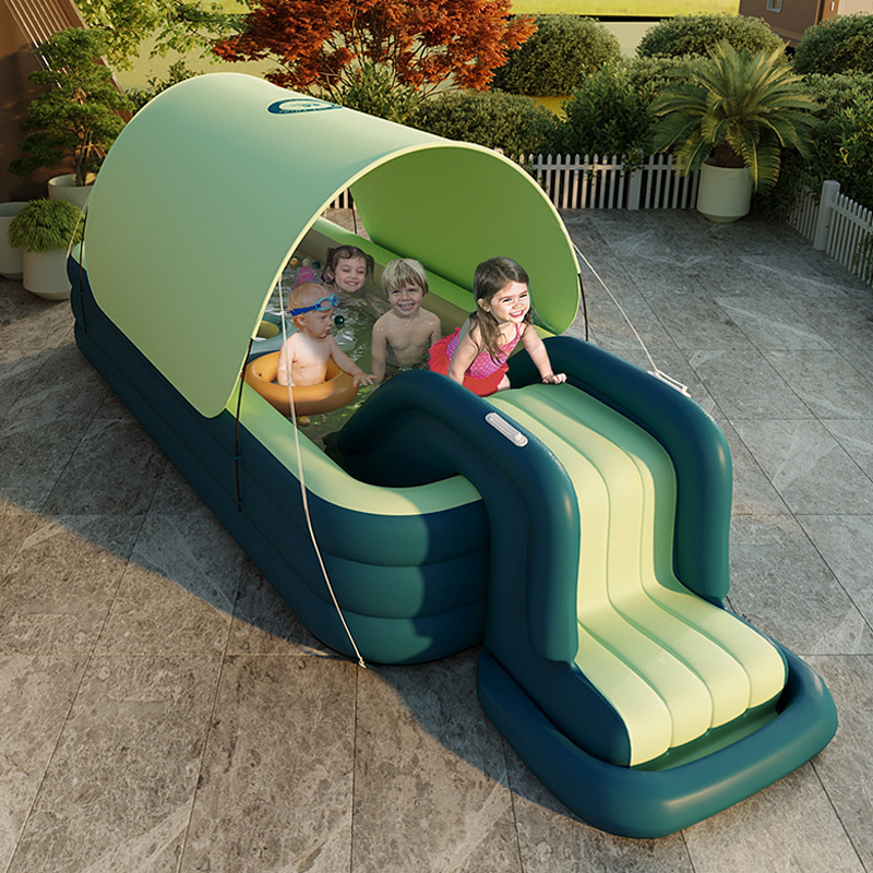 Wireless automatic inflatable swimming pool family with sunshade inflatable water slide pool for summer fun