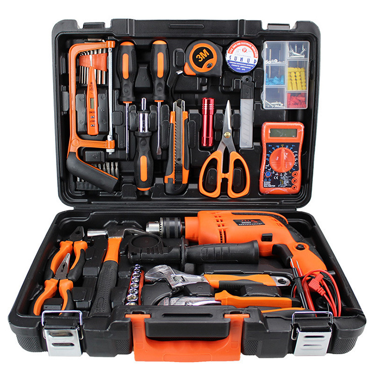 Hot Sale 57pcs Household Hand Tool Box Set Power Drill& Multimeter Home Tool Kit Repair Tool Set