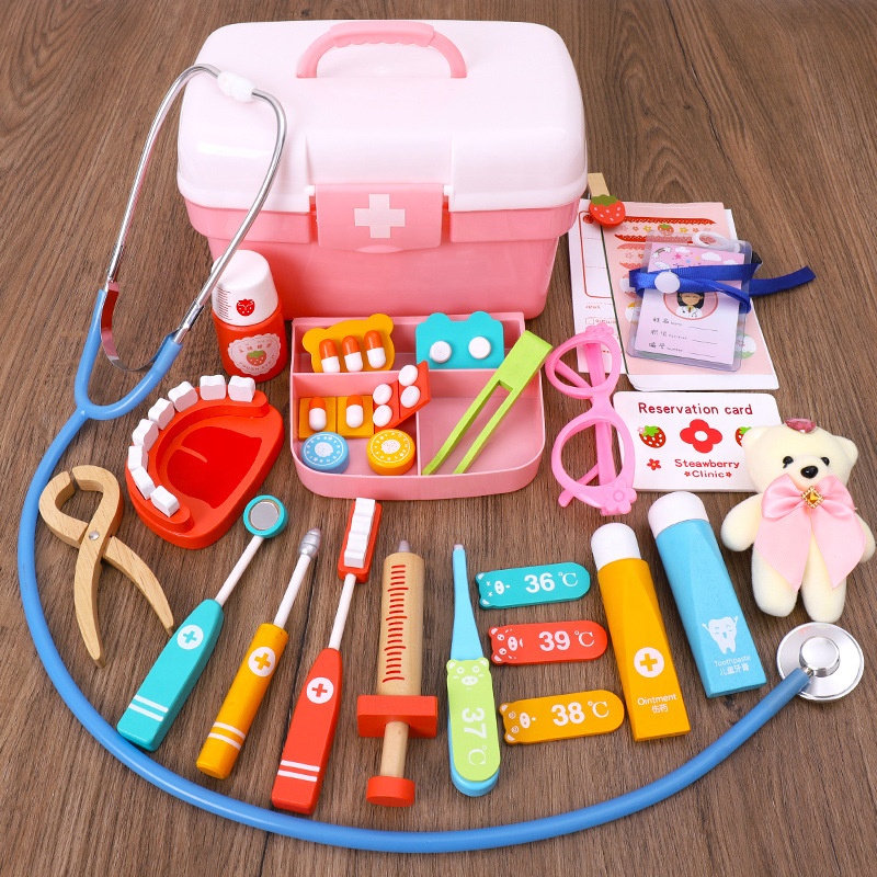 Wooden Kids Educational Pretend Medical Play Nurse Kit Toys Kids Doctor Set Toys