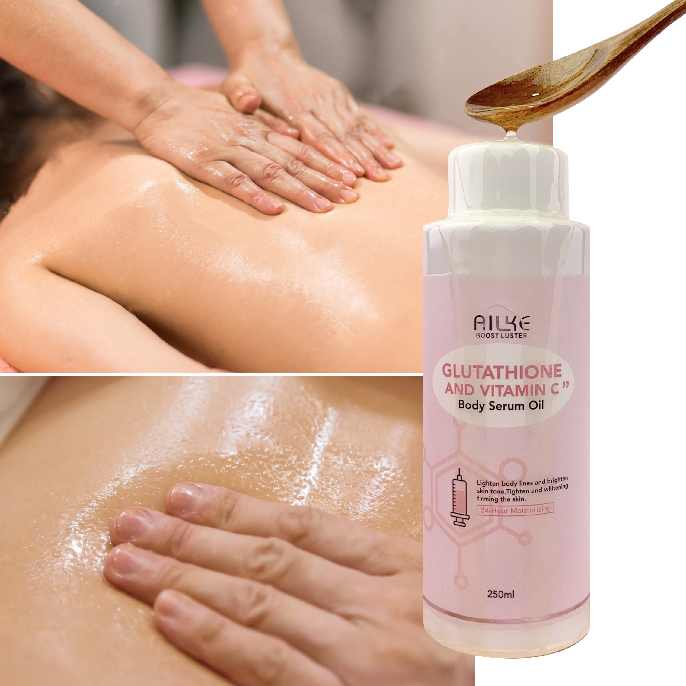 AILKE Private Label Spa Organic Massage Oil Firming Brightening Body Care Skin Serum Whitening Body Oil