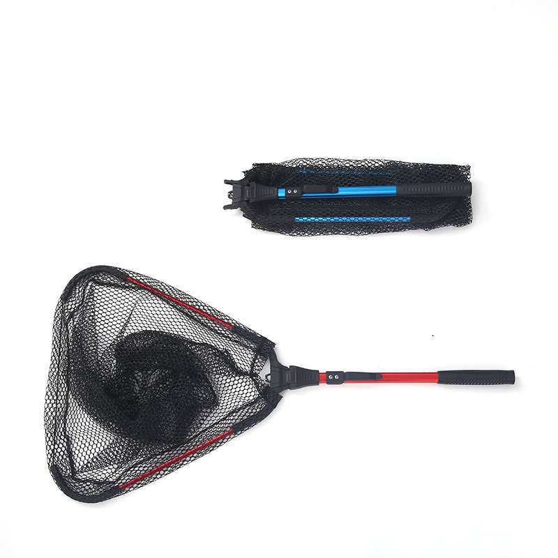 Cross-border Luya Triangle Foldable Telescopic Hand Dip Net Aluminum Alloy Fishing Net Reinforced Amazon Fishing Dip Net