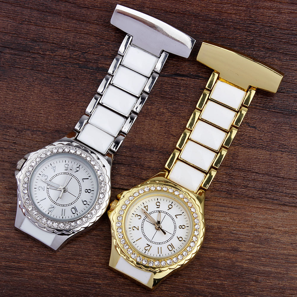 Luxury Nurse Watch for women Crystal Nurse Pocket Watch Fashion Clip-on Nurse Watches Women Doctor Paramedic Brooch Clock 2023