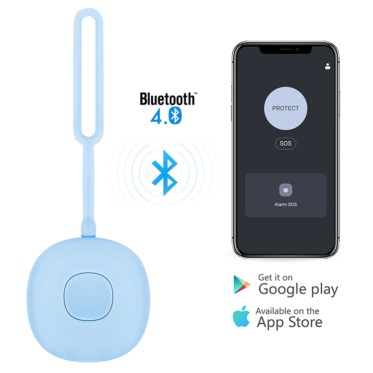 Free app mini smart sos keychain safe personal alarm with panic button for students