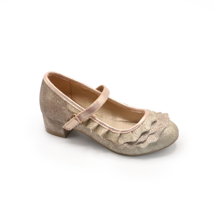 High quality designed girl Mary Jane party Princess shoes children PU leather fabric gold party shoes