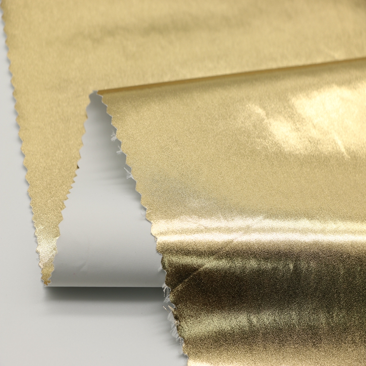 Wholesale new design woven crepe luxury style plain polyester dyed gold foil fabric