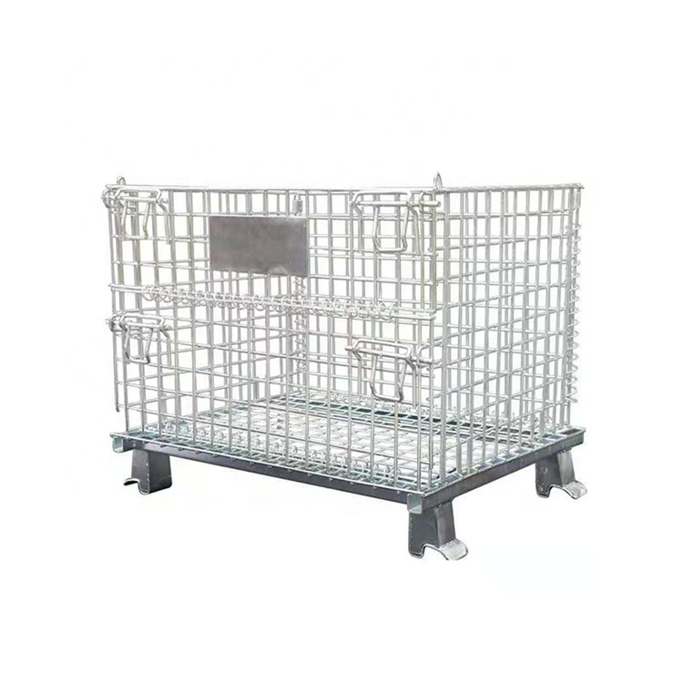 Wire Mesh Cage Stackable Galanized Largewire Mesh Logistic Collapsible Steel Storage Cages