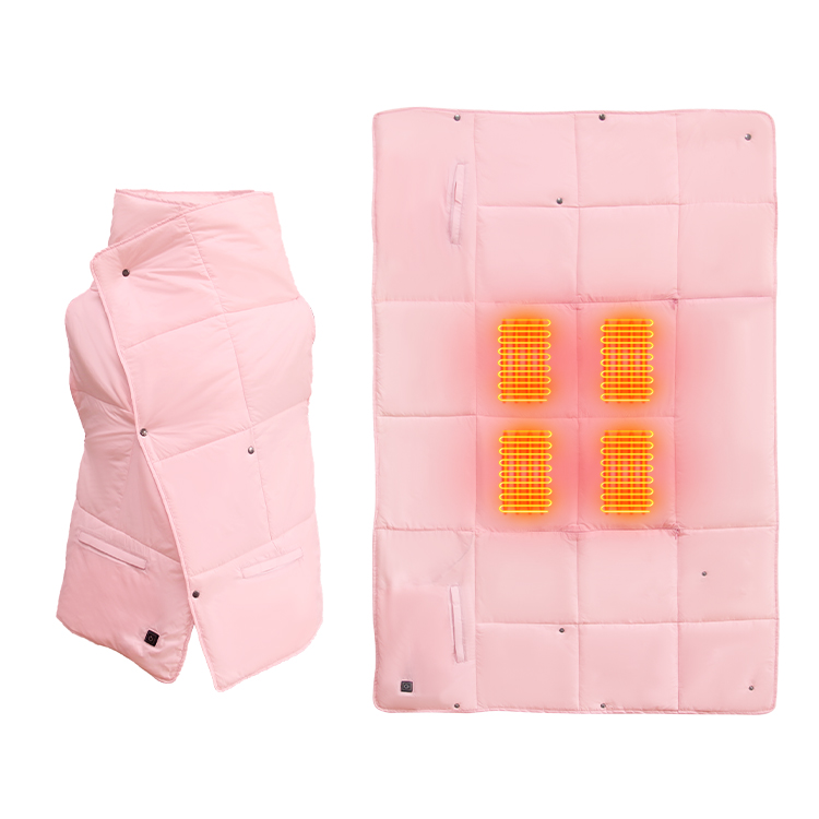Indoor Outdoor car carbon fiber multi-function 120*80cm portable heated electric blanket with CE & Rosh