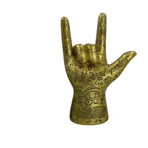 Amazon hot selling poly resin pyramid buddha hand palmistry hand sculpture gothic home decor