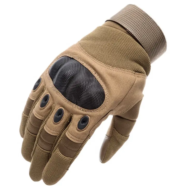 YAKEDA Training Cycling Hard Knuckle Full Finger Gloves Polyester Touch Screen Outdoor Tan Tactical Gloves