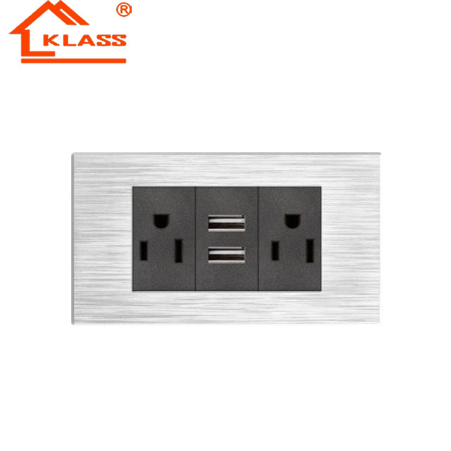 Современный дизайн, 2USB-разъема с американской двойной розеткой 3pin