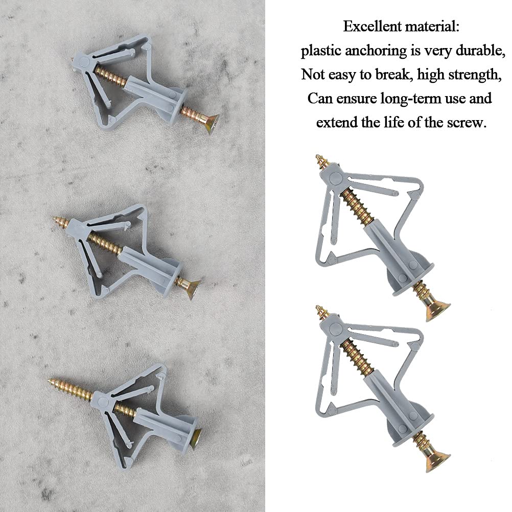 Drywall Anchor Kit  Plasterboard Butterfly Type Expansion Anchors with Screws  Plastic Wall Fixings Expansion Tube Plast